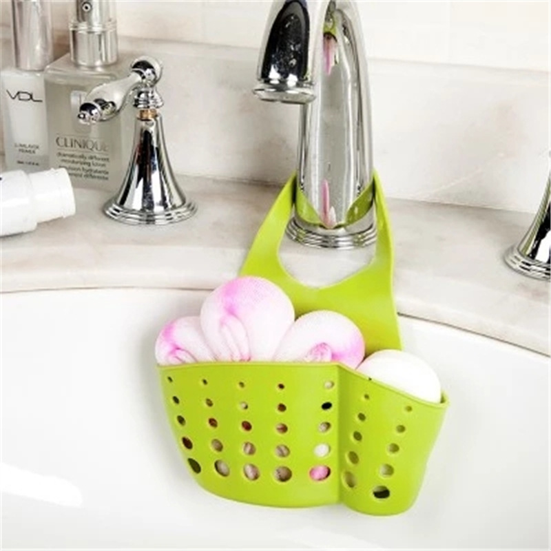 Creative adjustable snap-on sink storage hanging basket kitchen storage rack faucet sponge drain hanging bag