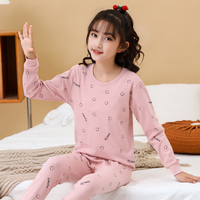 New Children's Cotton Autumn Clothes and Pants suit Students Children's Base Underwear Warm Home Pajamas Batch