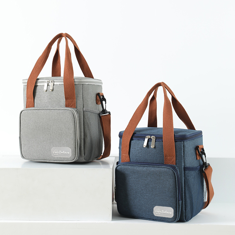 Cross-Border Label Cross-Body Ice Bag Portable Lunch Box Bag Picnic Bag Large Capacity Insulated Lunch Bag Oxford Cloth Insulated Bag