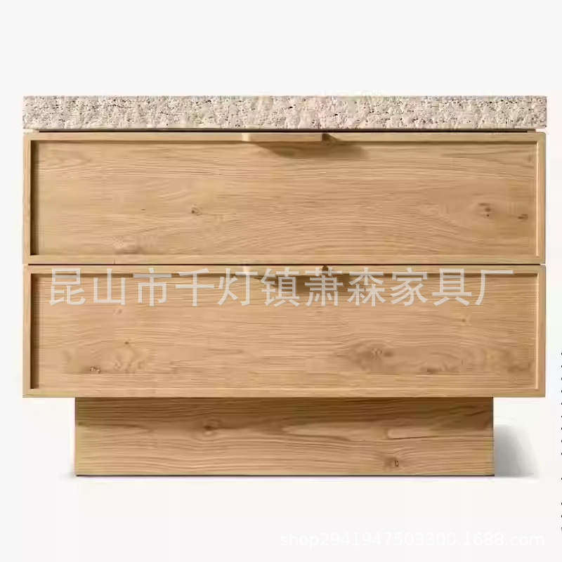 Rh American-Style Minimalist Solid Wood Double Bed King Bedroom Furniture Travertine Villa Hotel Customizable Export