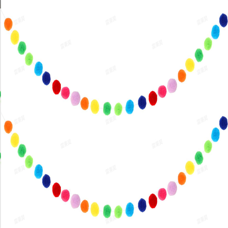 ins Nordic Style Home Soft Dress Photo Children's Room Girl's Room Decoration Macaron Color Christmas Fur Ball String Hanging Ornaments