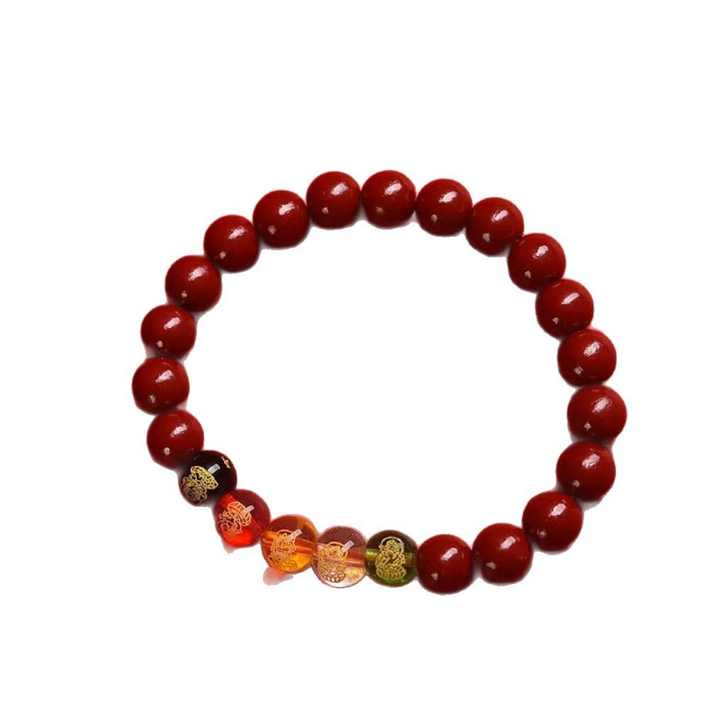 Five-way God of Wealth Imitation Purple Gold Sand Cinnabar Bracelet Transfer Bead Bracelet This Life Year Gift for Men and Women Opening Jewelry Bracelet