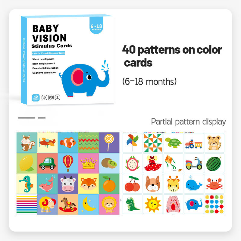 Cross-border black and white card 0-3 months baby black and white card early education card visual stimulation card baby color card English