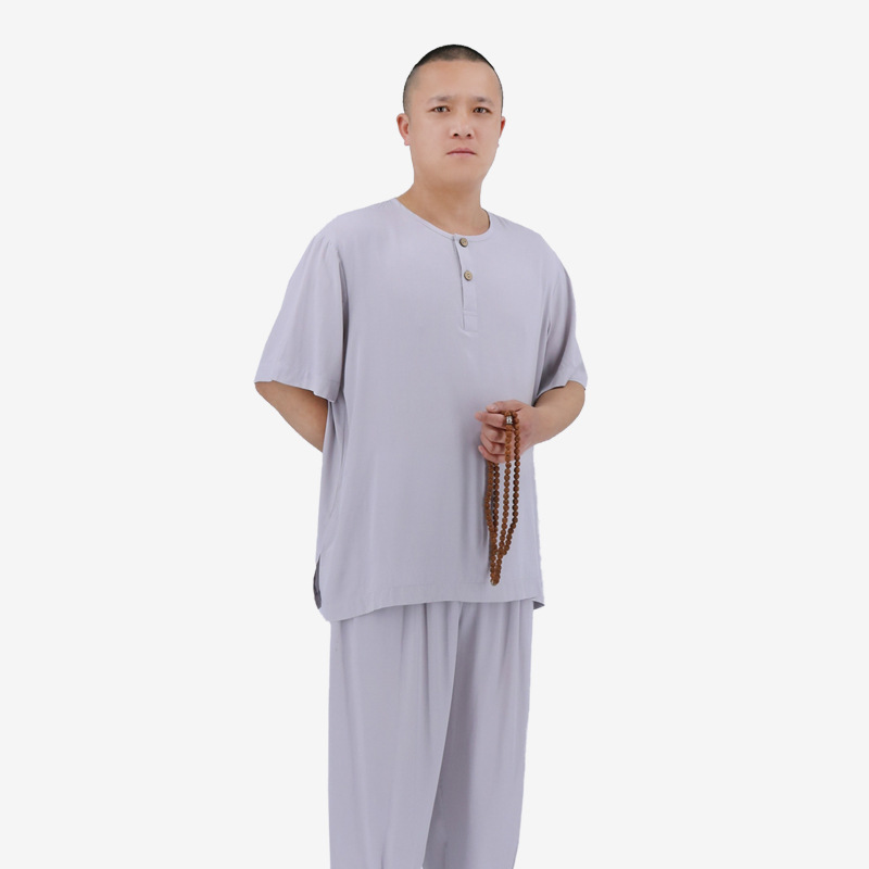 Summer Thin Short-Sleeve Monk Robe for Women, Suitable for Nuns and Monks, Undershirt, Monk Cotton Silk Sleepwear