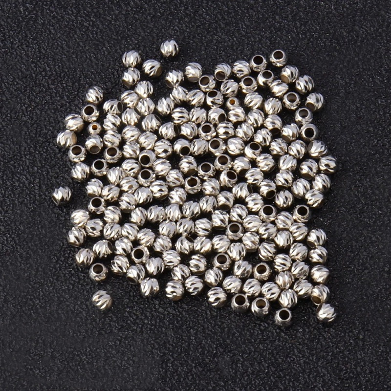 18K Gold Engraved Beads Au750 Colored Gold Engraved Beads Spacer Beads DIY Handmade Accessories Drainage Style Braided Rope Bracelet Wholesale