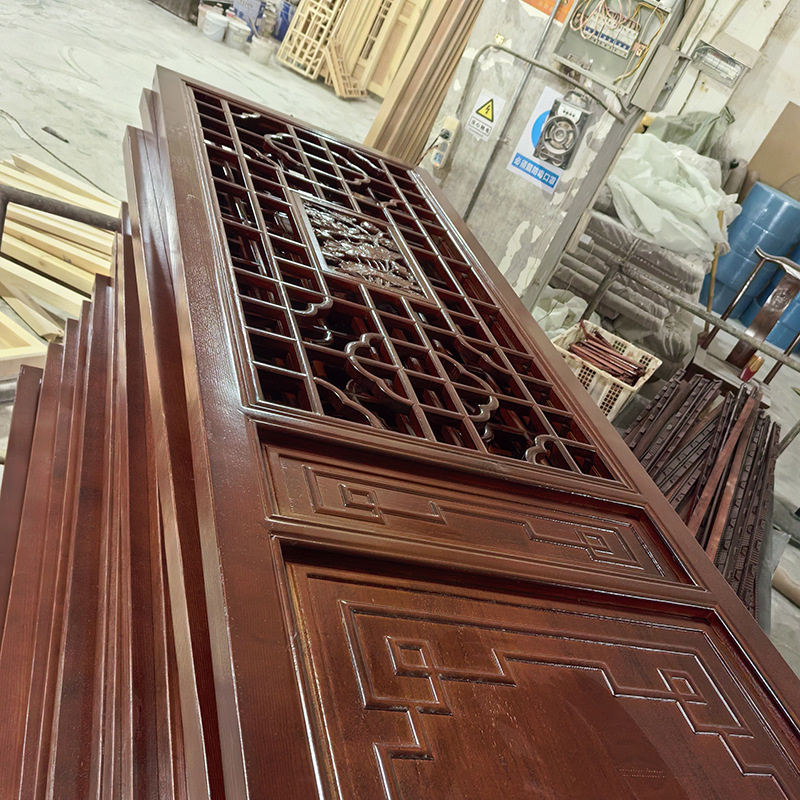 Antique-Style Doors and Windows, Entrance Doors, Temple-Style Chinese Retro Solid Wood Floral Lattice Hollow Partitions, Guesthouses, Hotels, Carved Patterns