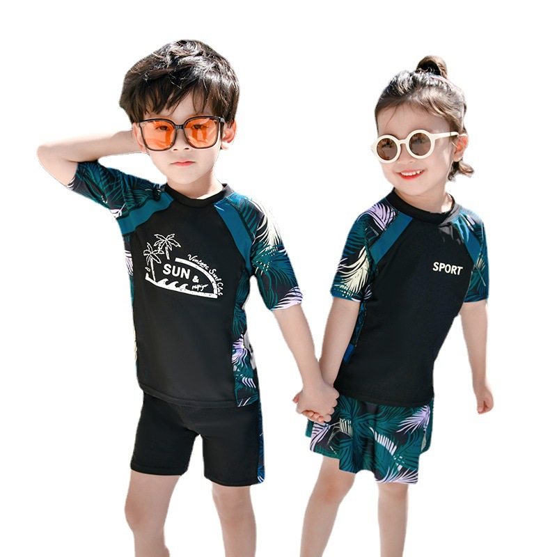 Parent-Child Diving Suit Family of Four Split Short-Sleeved Shorts Children's Jellyfish Suit Surfing Outdoor Swimming Suit