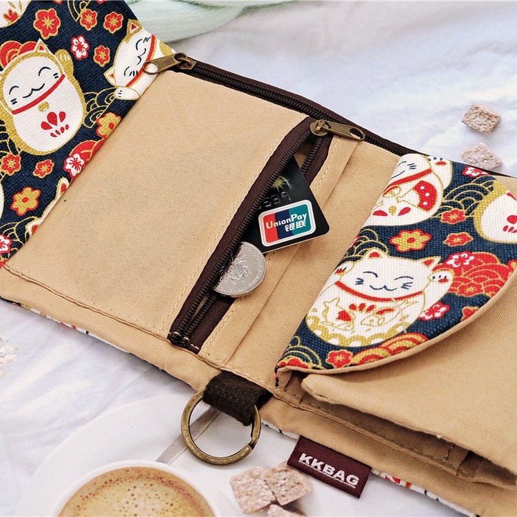 Creative Cartoon Print 70% off Denim Canvas Wallet Casual Canvas Card Holder Key Bag for Men and Women