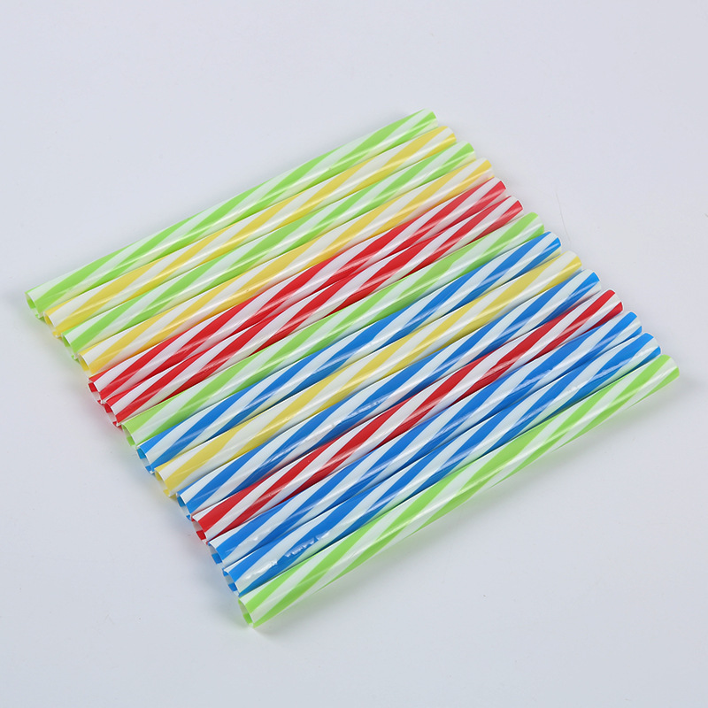 New threaded straw pp plastic rainbow straw birthday party drink straw factory spot wholesale