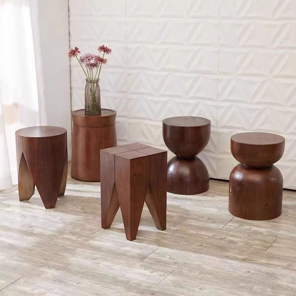Log Stump Round Ornaments Tree Stump Low Stool Tree Stump Hotel Bedside Table Home Chair Special-Shaped Wooden Stump