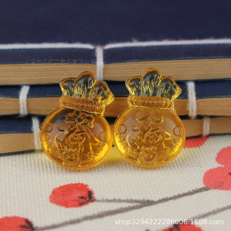 Glass ingot gold ingot yellow artificial glass crystal decoration living room desktop ornaments rice jar cornucopia decoration