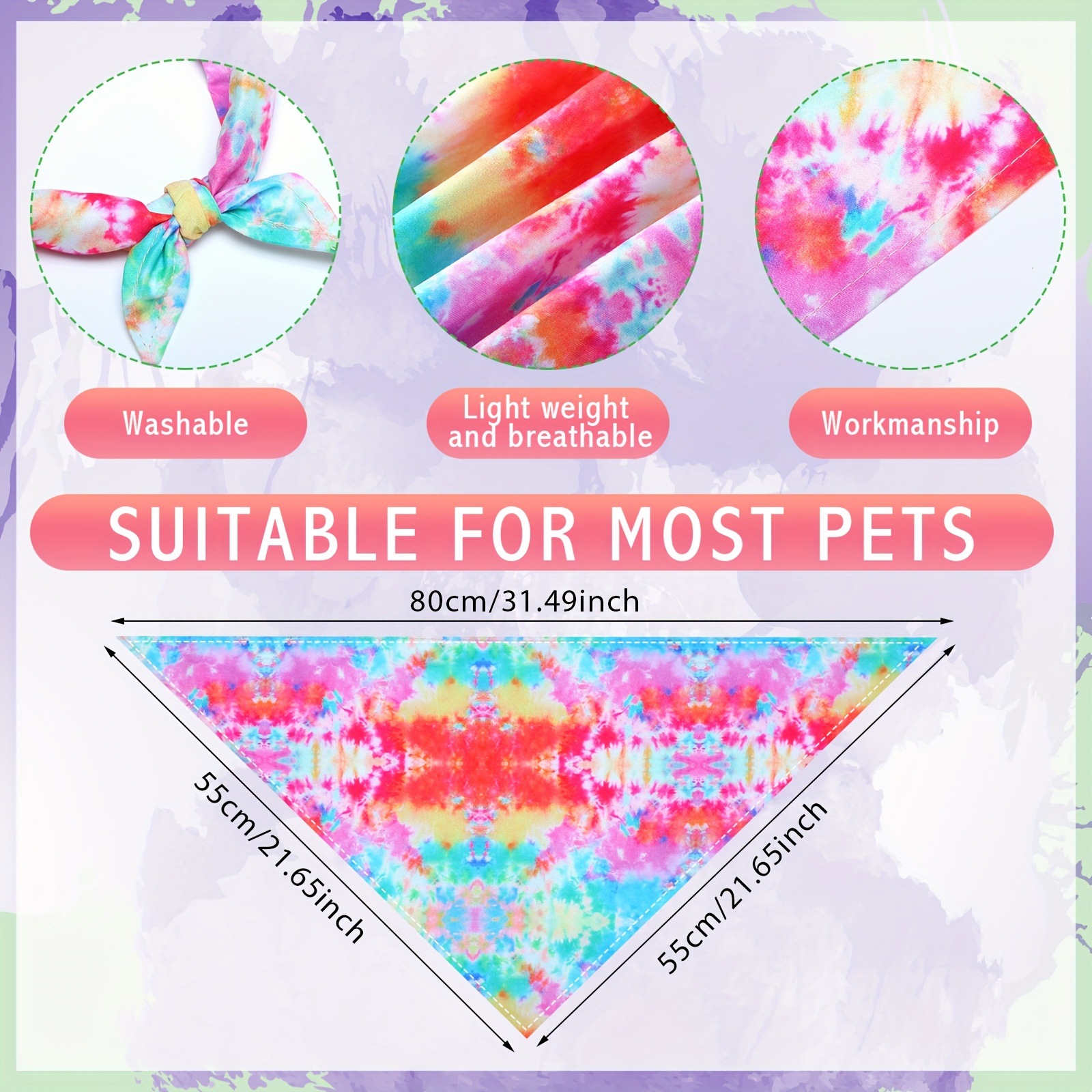 2025 New Cross-Border Dropshipping Tie-Dye Dog Headscarf Spring Dog Cross-Border Dropshipping