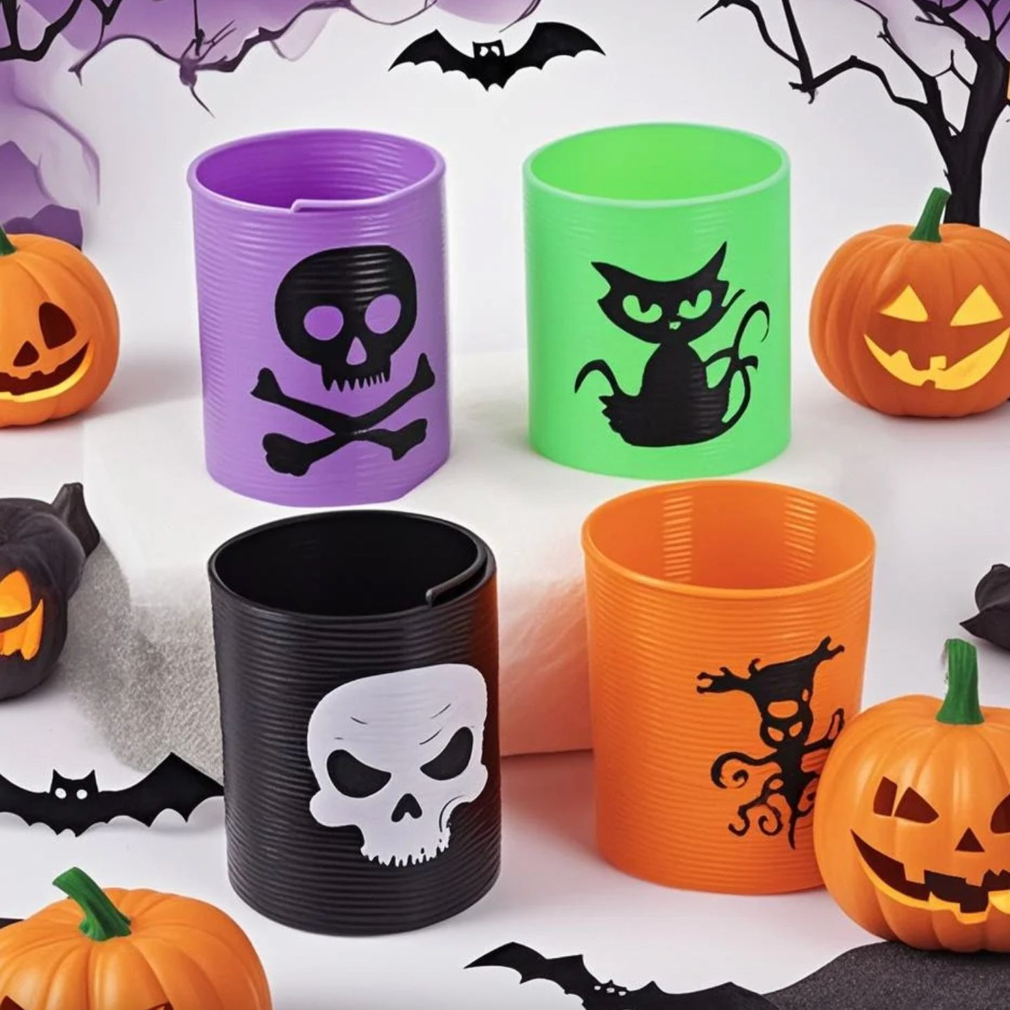 Children's Stress Relief Spring Ring Halloween Rainbow Ring Colorful Ring Elastic Ring Kindergarten Children's Prize Cross-Border Supply