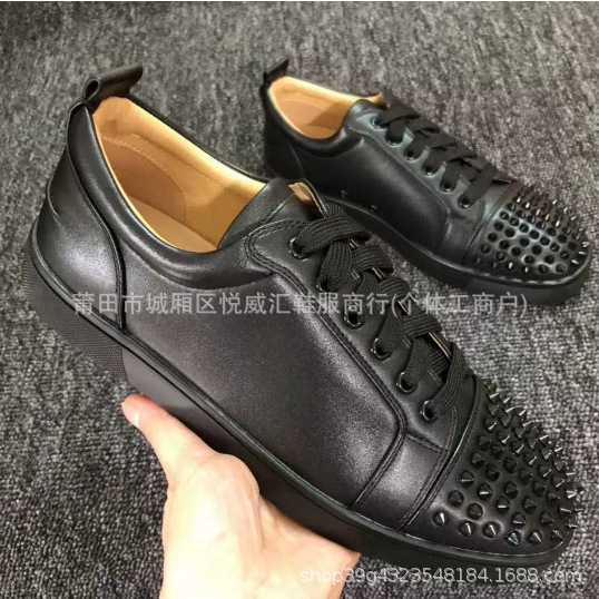 European Style Men's Shoes with Rivets, Red Sole Sneakers, Versatile Trendy Rivet Couple Casual Trendy Brand European Casual Shoes