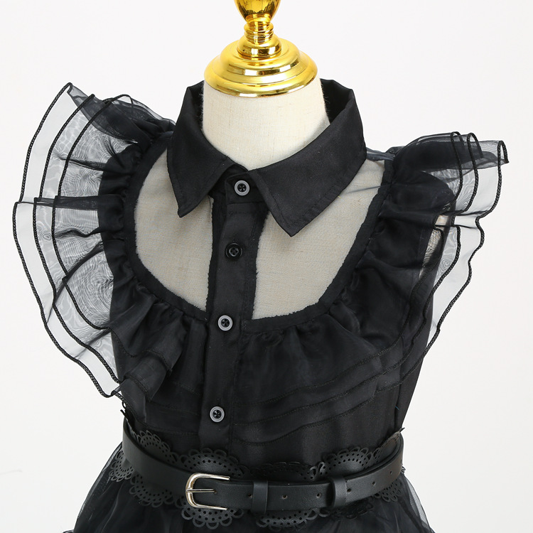 Adams cos costume dance dress Halloween Wednesday Adams black dress cosplay costume