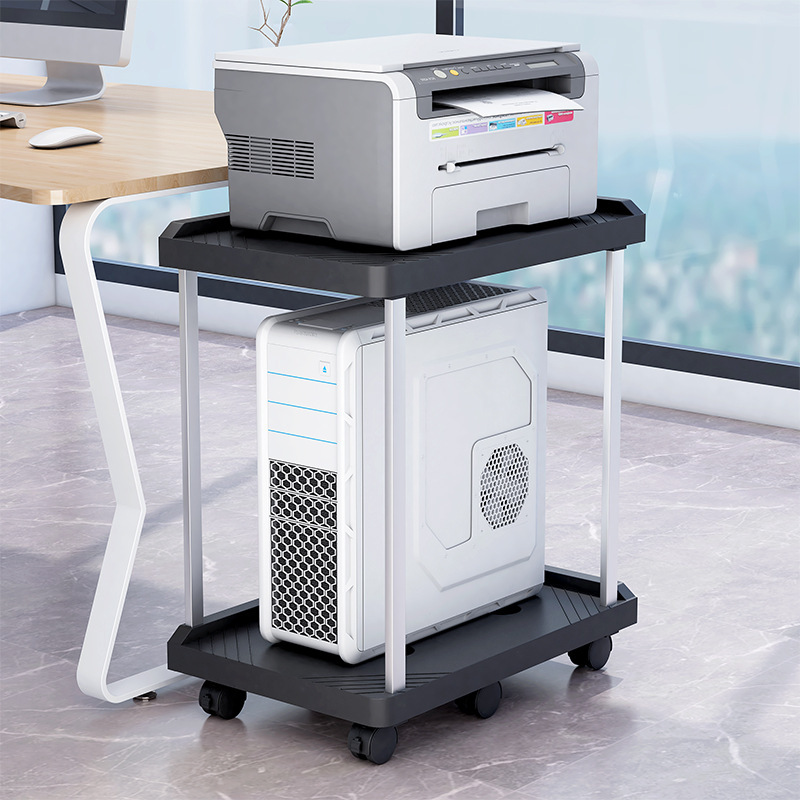 Подставка для настольного компьютера с двойным слоем, универсальные колеса с тормозом, мобильный кронштейн для хранения