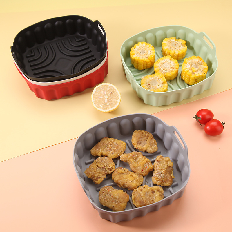 Square air fryer silicone baking tray Air fryer silicone pot oven special baking mat
