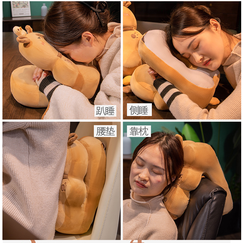 Capabala capybara nap pillow office lunch break artifact pillow primary school student lying sleeping pillow sleeping children Ice Silk