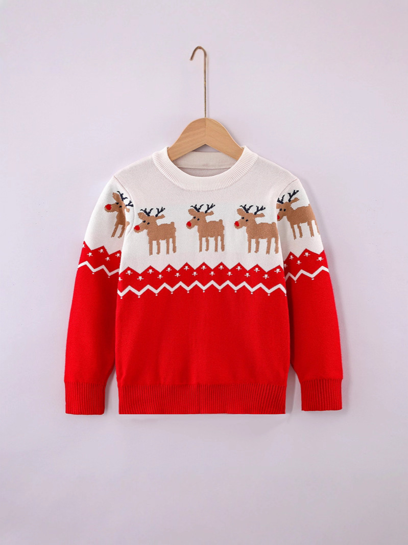 Children's Knitwears and Knitwears 2025 New Autumn and Winter Boys' Thickeneded Christmas Elk Bottoming Shirts Girls' Cross-Border Kidsren's Clothing