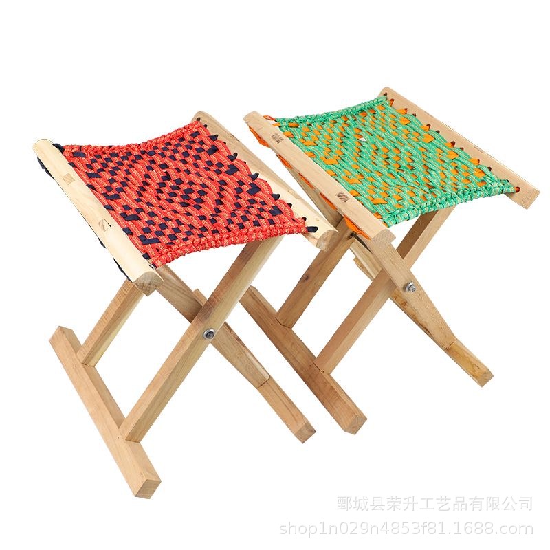 Factory first-hand supply of Huaimu folding Mazar portable outdoor fishing barbecue military training wooden Mazar solid wood folding stool