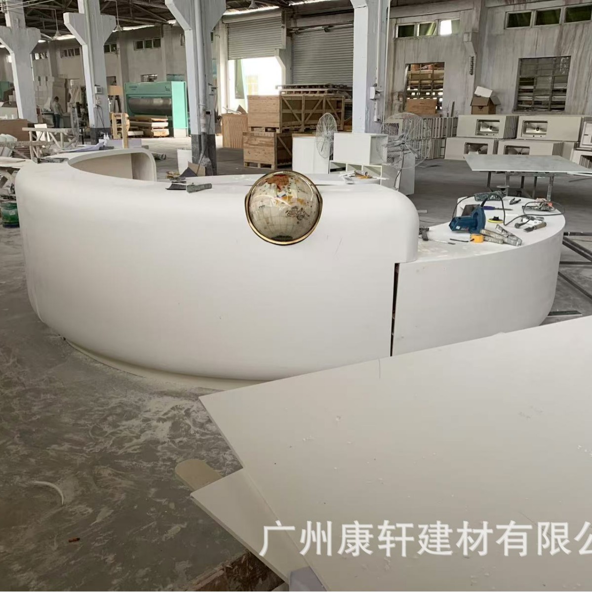Acrylic Artificial Stone Factory Office Front Desk Special-Shaped Corian Artificial Stone Reception Desk