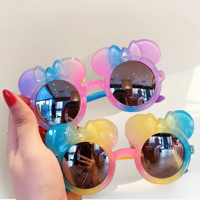 Rainbow Mickey children's sunglasses cute sunscreen sunshade glasses girls cute photo factory outlet