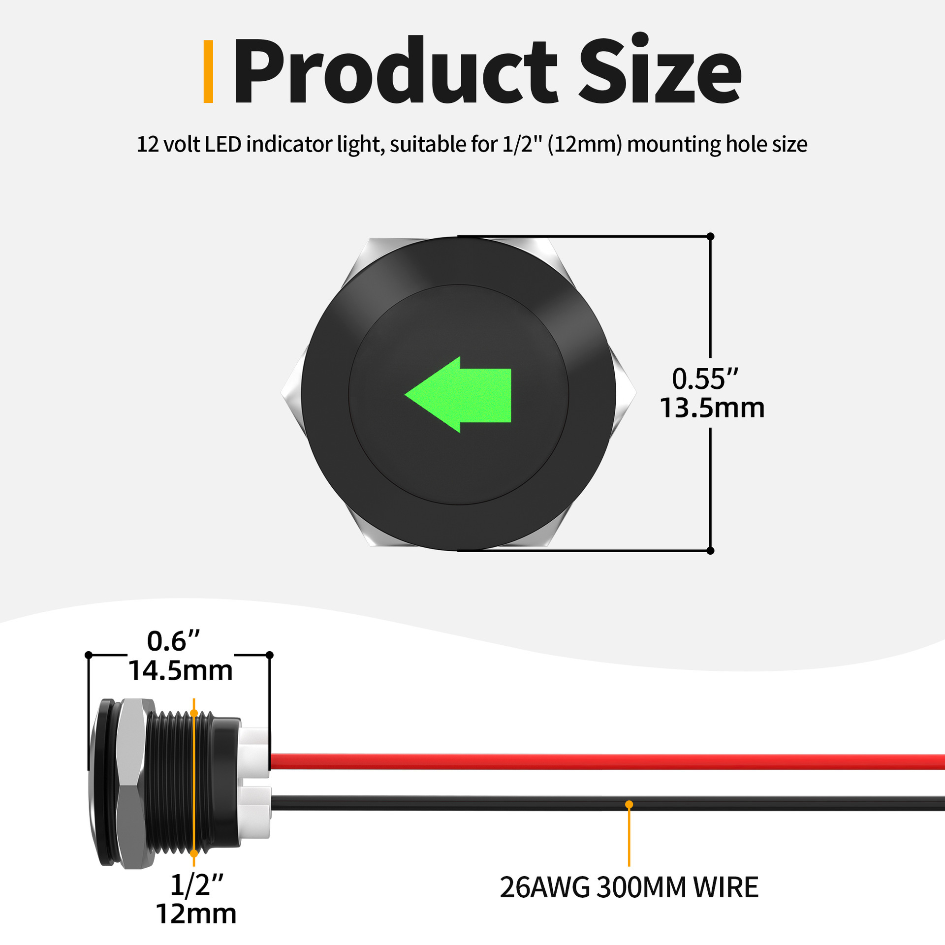 IP67 waterproof 12mm metal signal lamp waterproof signal indicator LED indicator power indicator