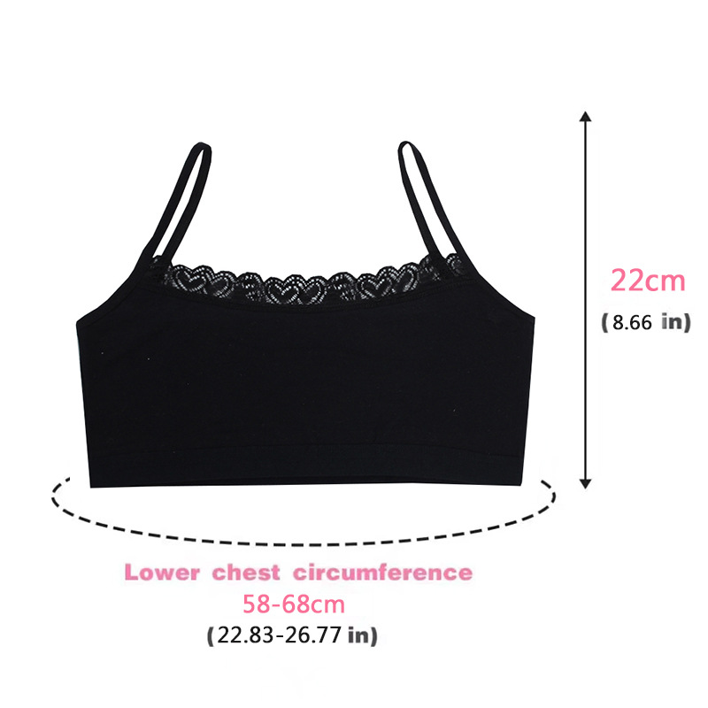 Children's Tube Top Development Period Lace Pure Color Bra Intimates Vest Breathable Half-Body Chest Wrap Student Cotton Sling