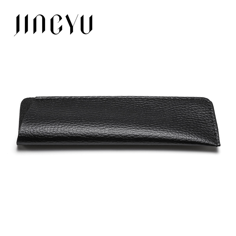 Wholesale Black Bevel Presbyopic Glasses Leather Case PVC Myopia Glasses Leather Bag Portable Storage Dustproof Leather Glasses Bag