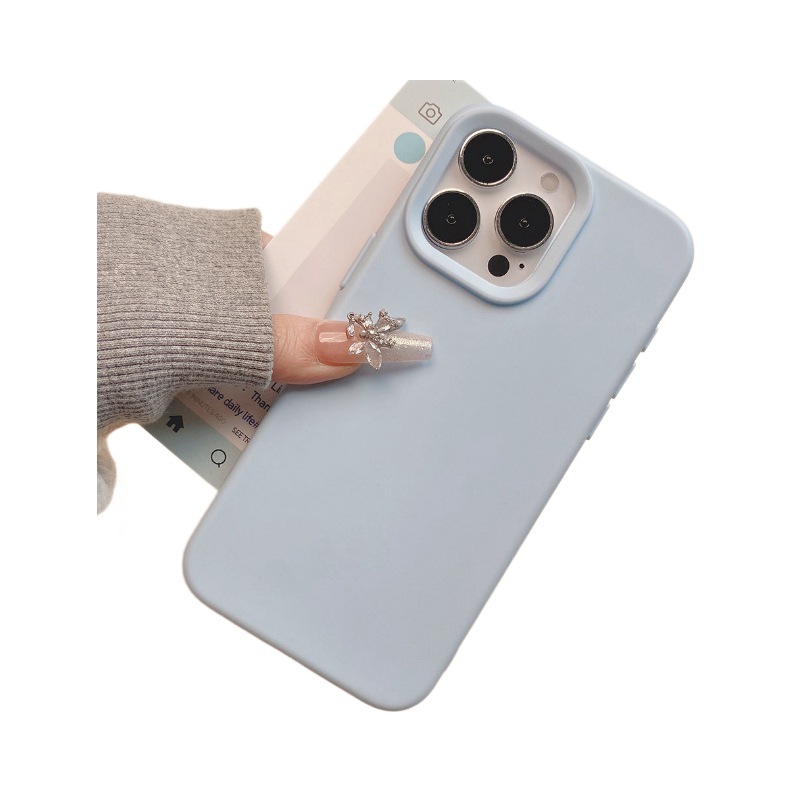 Suitable for Apple 16Pro Silicone Anti-Fall Mobile Phone Case Iphone13 Simple Pure Color 15 All-Inclusive Frosted Protective Cover