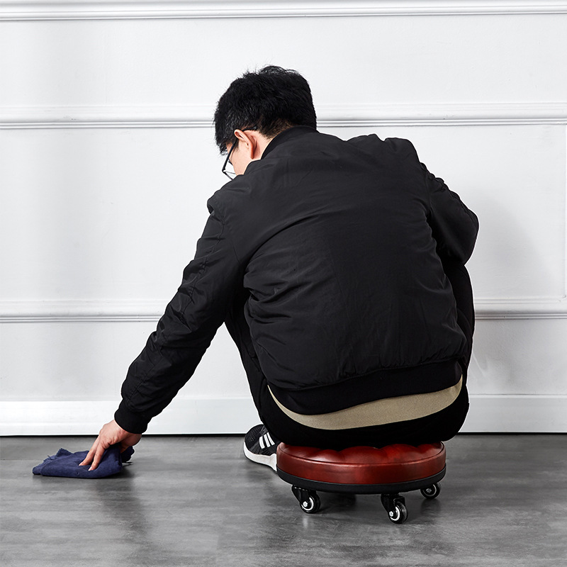 Pulley Low Stool with Wheels, Small Stool, Household Universal Wheel Beauty Seam Stool, Kidsren's Toddler Soft Stool, Popular Mobile Small Bench