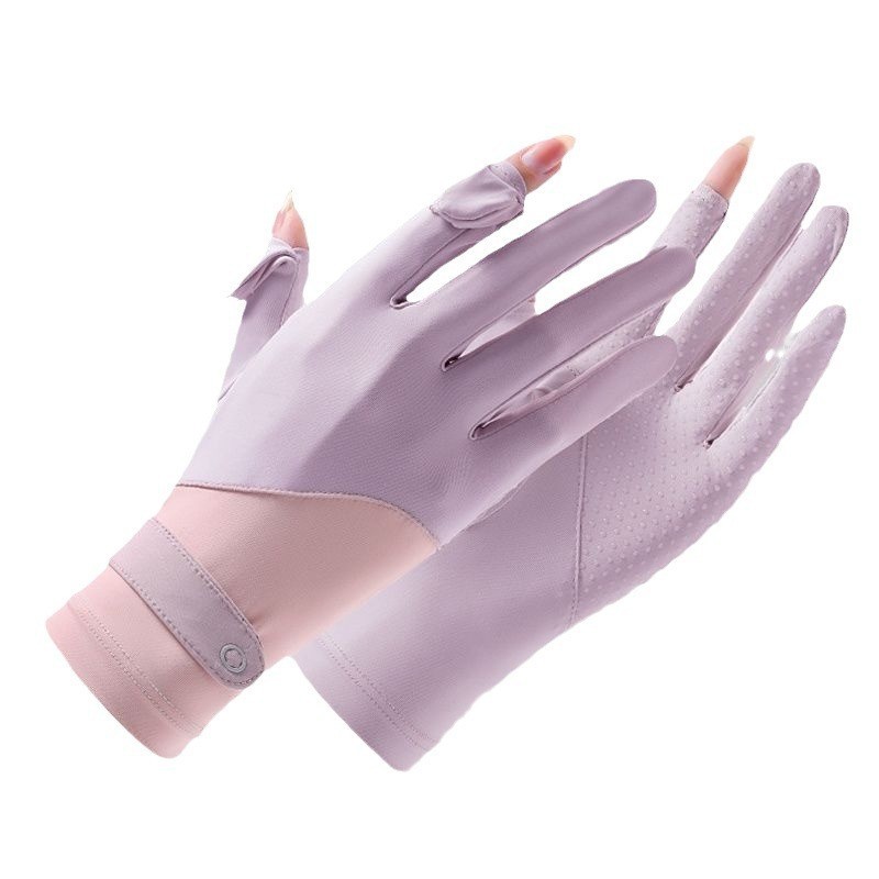 Cycling Anti-Uv Anti-Slip Flip-Top Summer Sun Protection Gloves Ice Silk Women's Outdoor Anti-Touch Screen Women's Thin Flip-Top Quick-Drying Gloves