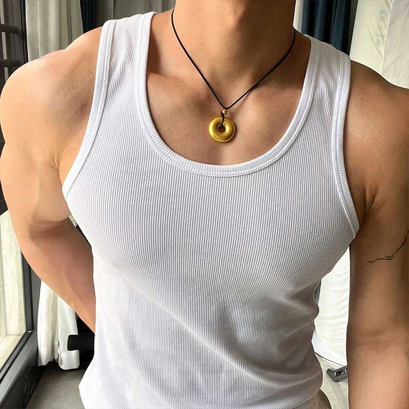 5 yuan Summer Men's Vest Cotton Inner Wear Traceless Sports Hurdle Cotton Underwear Wide Shoulder Spring, Autumn and Winter Base Undershirt