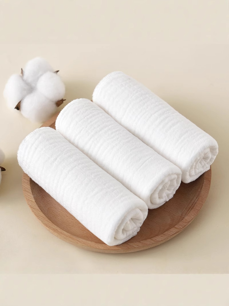 Children's square towel soft cotton white kindergarten small towel manufacturers wholesale elastic lock edge baby hand towel