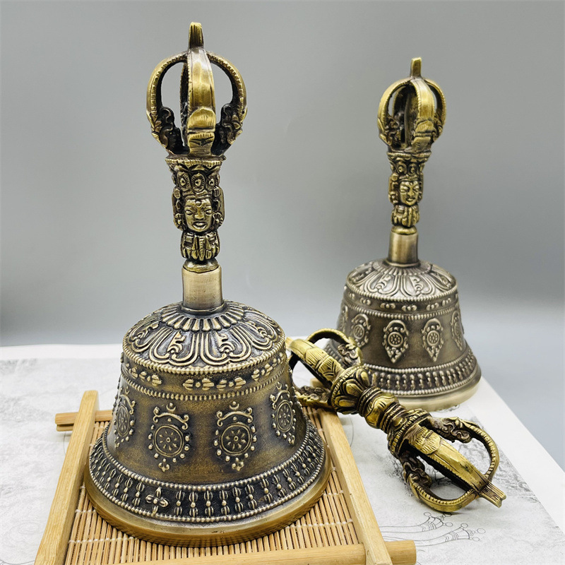 Nepal Five-strand Puba King Kong Bell Pestle Eight Treasures Carved Bell Rattling Instrument Wake-up Bell Ornaments Sound Crisp