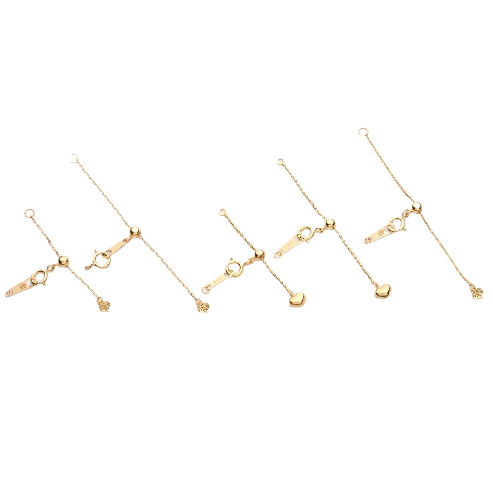 18K Gold Heart Extension Chain Tail Chain Multifunctional Bean Pearl Adjustable Chain DIY Necklace Bracelet Anklet Combination