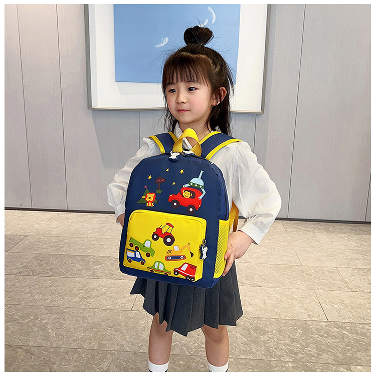 New Children's Backpack Cartoon Car 2025 Kindergarten Trendy Large Capacity Multifunctional Student School Bag Wholesale