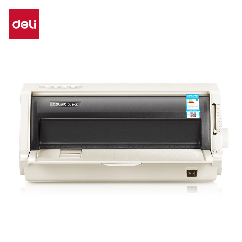 Deli Dl-690K Dot Matrix Printer (White Gray) Invoice Dot Matrix Express Order Printing Flat Push Ticket
