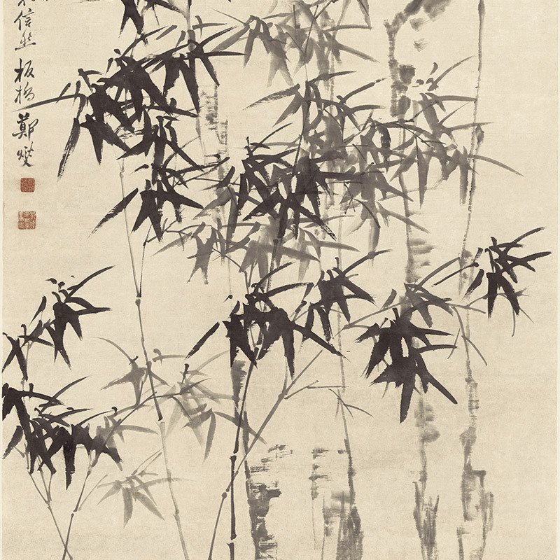 New Chinese Style Chinese Painting Antique Painting Study Living Room Entrance Office Decorative Painting Vertical Version Punch-Free Fabric Hanging Painting