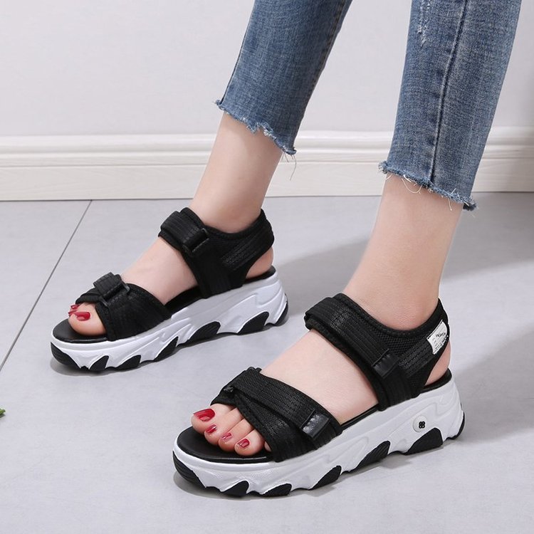 Sports Dad Shoes Sandals Women's 2025 Summer Casual Velcro Platform Shoes Ins Trbottomy Thick Sole Heightening Beach Shoes