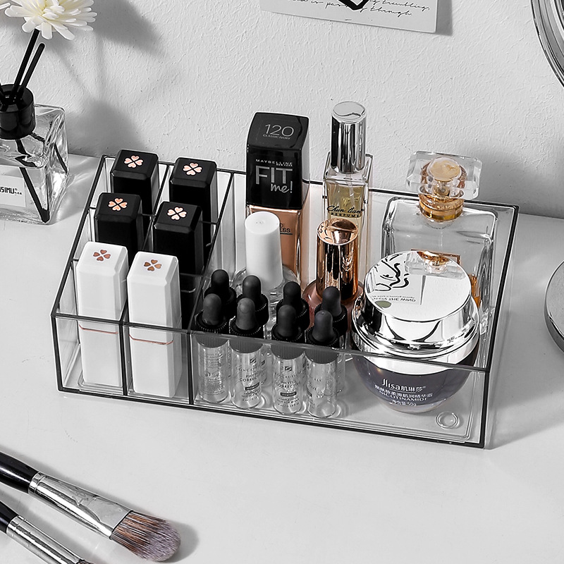 Коробка для хранения косметики Коробка для помады Коробка для хранения ухода за кожей для студенческого общежития Настольная коробка для макияжа