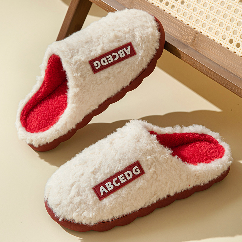 Wholesale New Cotton Slippers for Women in Autumn and Winter Home Indoor Household Thick-Soled Non-Slip Warm Furry Confinement Slippers for Men