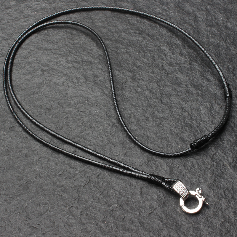 Buddha Amulet Chain Universal Buckle Wax Leather Rope Hand-Knitted Pendant Rope Thai Single Hanging Quick Release Buckle Buddha Amulet Chain Pendant Rope Necklace