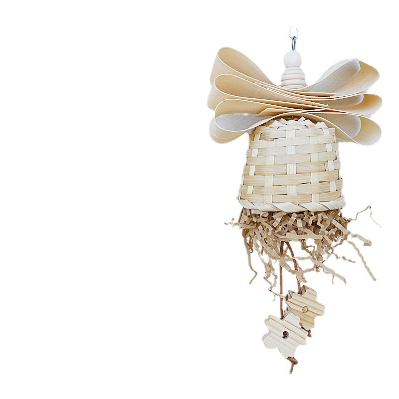 Parrot bird toy natural wood chip bite string bamboo cork shredded paper bite relief supplies cross-border wholesale