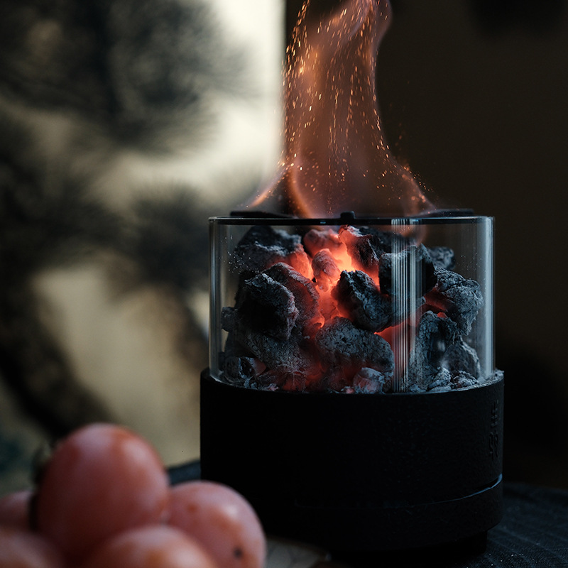 Encircling Stove Tea Japanese-style Charcoal Stove Tea Cooking Full Set of Cast Iron Household Tea Room Outdoor Tea Cooking with Fire