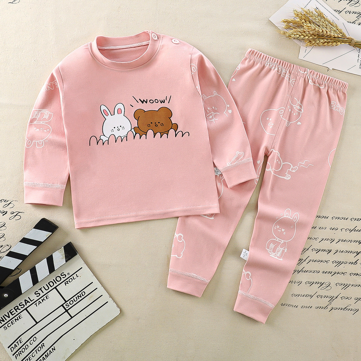 Children's Intimates Set 2025 Autumn and Winter New Pure Cotton Boys and Girls Autumn Clothes and Long Pants Baby Baby Home Clothes Dropshipping