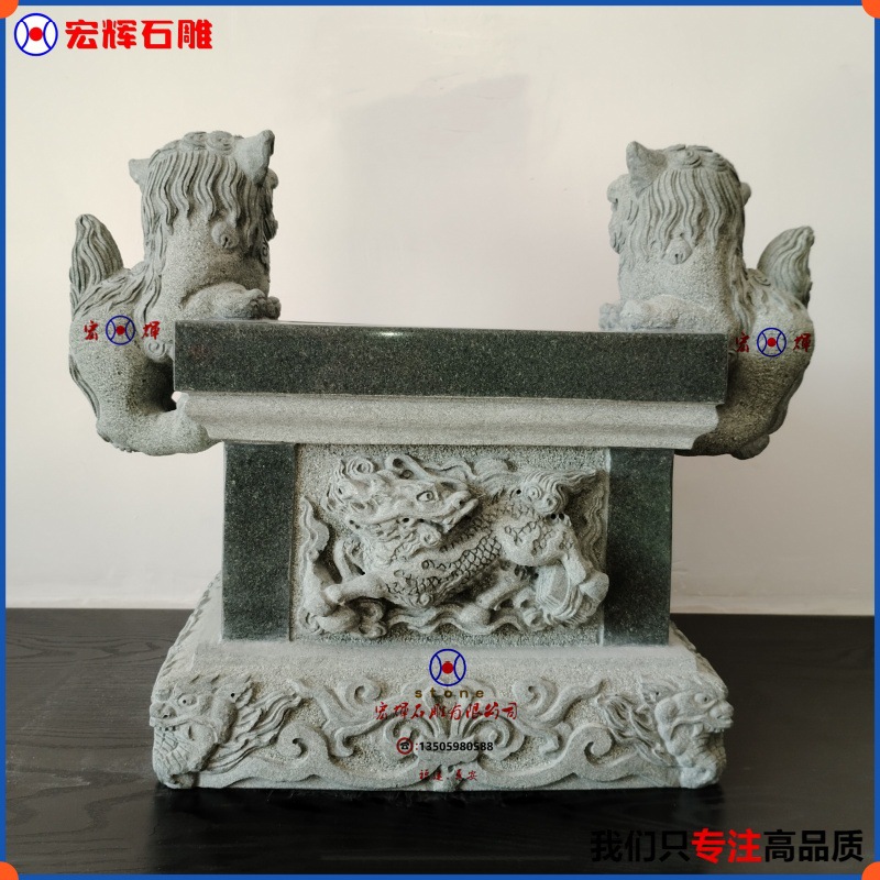 Supply Fujian bluestone double lion small incense burner Buddhist temple for marble incense burner square 1.6 feet