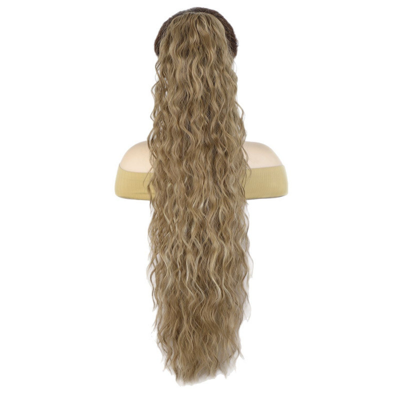 Xuchang European and American Wig Ponytail Women's Water Ripple Long Curly Hair Fluffy Corn Perm Grab Clip Ponytail 30Inch Wholesale