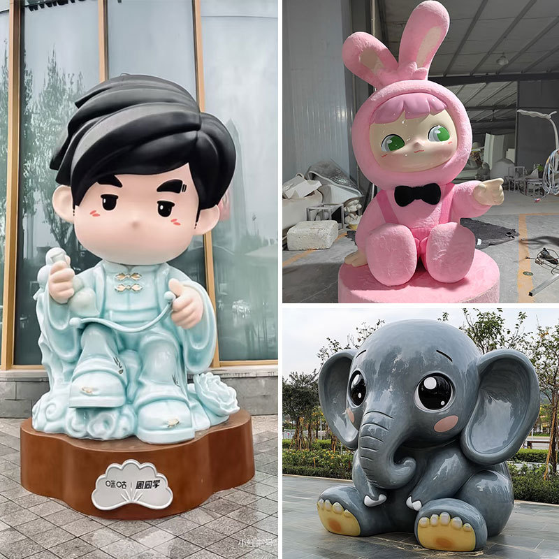Custom Fiberglass Sculpture Trendy Cartoon Doll Outdoor Mall Commercial Street Ip Image Mascot Display Ornament