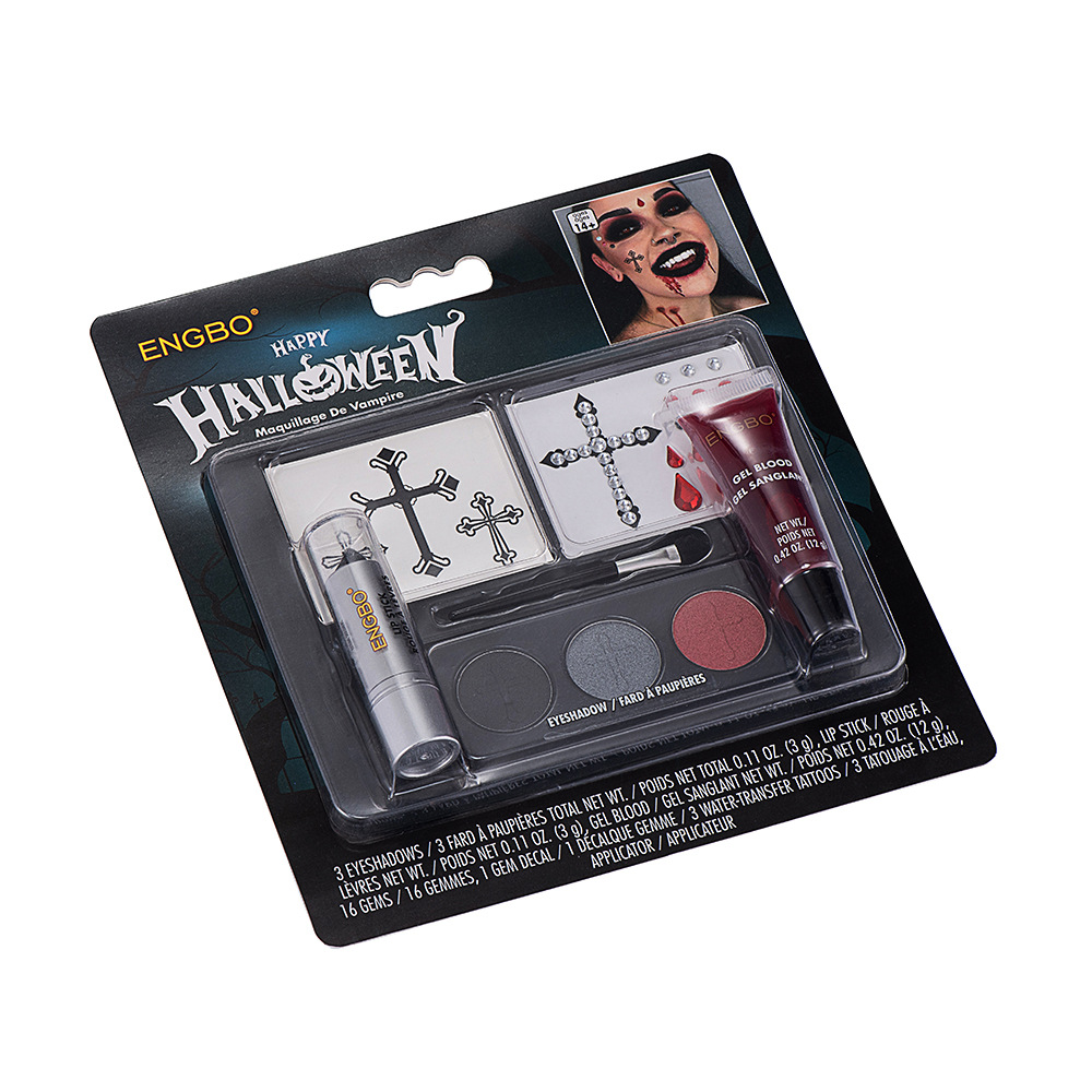 Halloween dress up cosmetics cross-border black lipstick smoky makeup plasma sticker Halloween painted suit